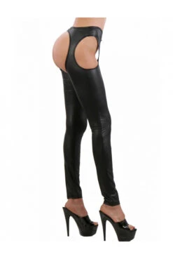 Chaps Legging HoT Wetlook Noir -Tenue Femme Sexy chaps legging hot wetlook noir 2
