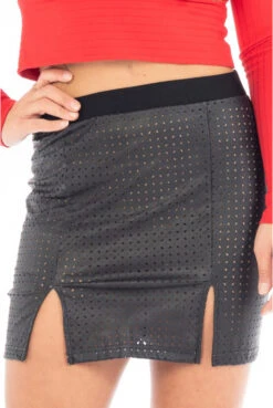 Jupe Courte Simili Cuir Micro Perforée Noir Stella -Tenue Femme Sexy jupe courte simili cuir micro perforee noir stella 3