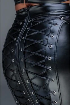 Jupe Fetish Lacage Corset Wetlook Noir HandMade -Tenue Femme Sexy jupe fetish lacage corset wetlook noir handmade 3