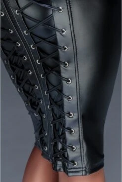 Jupe Fetish Lacage Corset Wetlook Noir HandMade -Tenue Femme Sexy jupe fetish lacage corset wetlook noir handmade 4