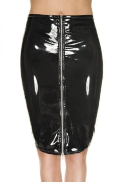 Jupe Fetish Vinyl Noir Devant Total Zip