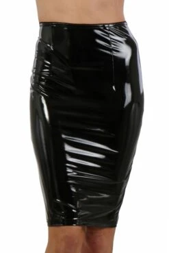 Jupe Longue Sexy Fendue Crayon Noir Vinyle Zip Dos -Tenue Femme Sexy jupe longue sexy fendue crayon noir vinyle zip dos 2