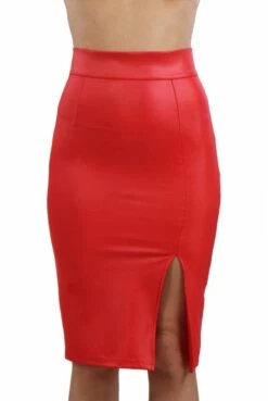 Jupe Longue Sexy Fendue Crayon Rouge