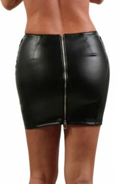 Jupe Sexy Noire Simili Cuir Zip Dos Total -Tenue Femme Sexy jupe sexy noire simili cuir zip dos total 2