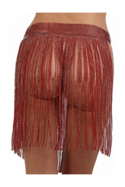 Jupe Sexy Rouge Strass Et Franges -Tenue Femme Sexy jupe sexy rouge strass et franges 2