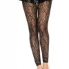 Legging Noir Résille Et Dentelle Florale
