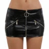 Mini Jupe Fetish Simili Cuir Zip Noir -Tenue Femme Sexy mini jupe fetish simili cuir zip noir