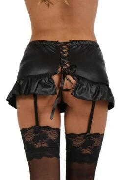 Mini Jupe Lacée Porte Jarretelles Noir