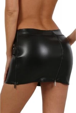 Mini Jupe Noire Simili Cuir 4 Zips -Tenue Femme Sexy mini jupe noire simili cuir 4 zips 2
