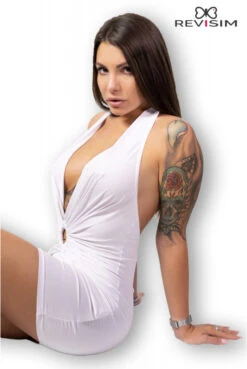 Robe Blanche Club Décolleté Vertige Nombril