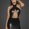 Robe Bustier Fetish Dos Nu Wetlook -Tenue Femme Sexy robe bustier fetish dos nu wetlook