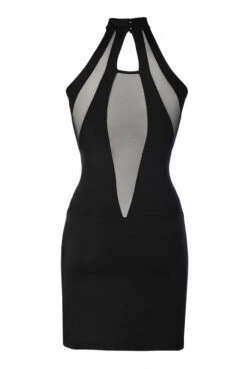 Robe ClubWear Sexy Décolleté Sensuelle En Tulle Noire -Tenue Femme Sexy robe clubwear sexy decollete sensuelle en tulle noire 4