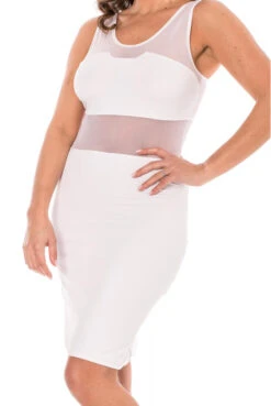 Robe Cocktail Maille Transparente Blanche -Tenue Femme Sexy robe cocktail maille transparente blanche 3