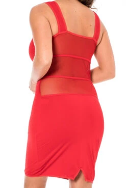 Robe Cocktail Maille Transparente Rouge -Tenue Femme Sexy robe cocktail maille transparente rouge 4