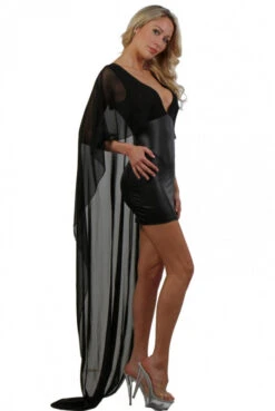 Robe Courte Wetlook Dos Cape Micro Résille Noir -Tenue Femme Sexy robe courte wetlook dos cape micro resille noir 2