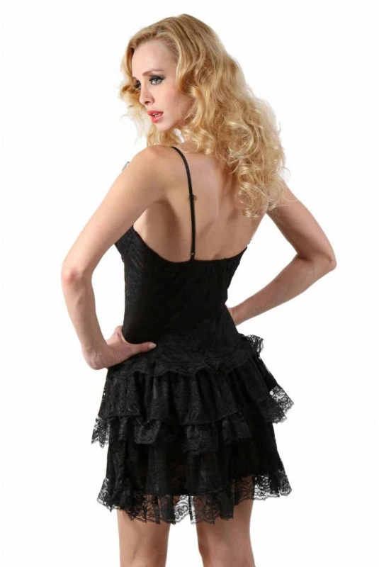 Robe Doublée Dentelle A Volant Noire Ou Rouge 4 Robe Doublée Dentelle A Volant Noire Ou Rouge – Image 2