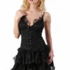 Robe Doublée Dentelle A Volant Noire Ou Rouge -Tenue Femme Sexy robe doublee dentelle a volant noire ou rouge