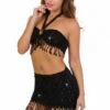 Robe Effet 2 Pièces à Franges -Tenue Femme Sexy robe effet 2 pieces a franges