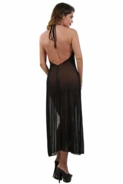 Robe Longue Déshabillé Transparent Noir -Tenue Femme Sexy robe longue deshabille transparent noir 2
