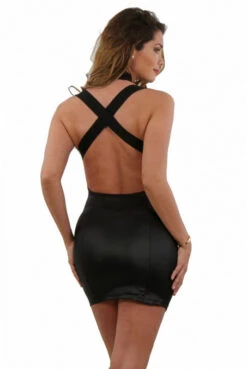 Robe Moulante Sexy Chic Wetlook Bandes Croisées -Tenue Femme Sexy robe moulante sexy chic wetlook bandes croisees 2
