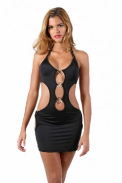 Robe Sexy Ajourée Anneaux Strass ClubWear