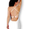 Robe Sexy Blanche Décolleté Drapé Dos Nu Anneau -Tenue Femme Sexy robe sexy blanche decollete drape dos nu anneau