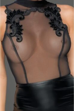 Robe Sexy Chic Wetlook Et Broderies -Tenue Femme Sexy robe sexy chic wetlook et broderies 3