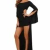 Robe Sexy Noir Asymétrique Spazm -Tenue Femme Sexy robe sexy noir asymetrique spazm