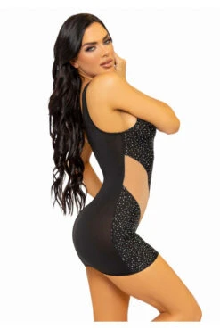 Robe Sexy Noire Asymétrique En Spandex Ornée De Strass -Tenue Femme Sexy robe sexy noire asymetrique en spandex ornee de strass 5