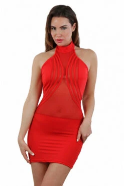 Robe Sexy Rouge Moulante Haut Transparent