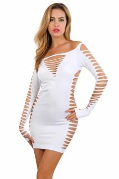 Robe Ultra Sexy ClubWear Ajourée Blanche -Tenue Femme Sexy robe ultra sexy clubwear ajouree blanche 2