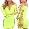 Robe Ultra Sexy ClubWear Ajourée Jaune