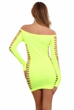 Robe Ultra Sexy ClubWear Ajourée Jaune -Tenue Femme Sexy robe ultra sexy clubwear ajouree jaune 3
