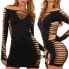 Robe Ultra Sexy ClubWear Ajourée Noire -Tenue Femme Sexy robe ultra sexy clubwear ajouree noire