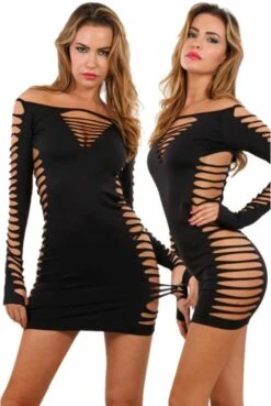 Tenue Femme Sexy 14 Robe Ultra Sexy ClubWear Ajourée Noire