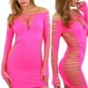 Robe Ultra Sexy ClubWear Ajourée Rose -Tenue Femme Sexy robe ultra sexy clubwear ajouree rose