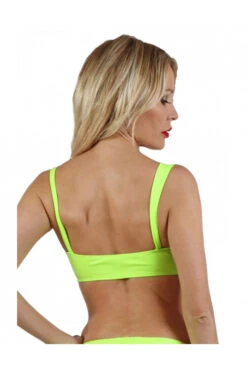 Top Brassière Wetlook Jaune Néon 7 Top Brassière Wetlook Jaune Néon -Tenue Femme Sexy top brassiere wetlook jaune neon 2