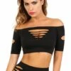 Top Court Moulant Ajouré -Tenue Femme Sexy top court moulant ajoure
