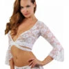 Top Dentelle Blanc Sexy à Nouer Sur Le Devant -Tenue Femme Sexy top dentelle blanc sexy a nouer sur le devant