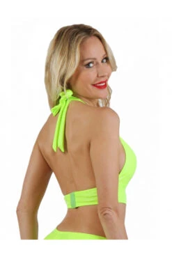 Top Jaune Néon Sexy à Nouer Dans Au Cou -Tenue Femme Sexy top jaune neon sexy a nouer dans au cou 1