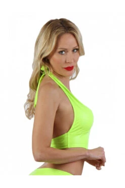 Top Jaune Néon Sexy à Nouer Dans Au Cou -Tenue Femme Sexy top jaune neon sexy a nouer dans au cou 2
