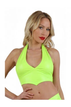 Top Jaune Néon Sexy à Nouer Dans Au Cou