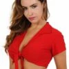 Top Rouge Sexy à Nouer Sur Le Devant -Tenue Femme Sexy top rouge sexy a nouer sur le devant
