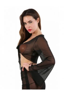 Tenue Femme Sexy -Tenue Femme Sexy top voile noire reglable 1